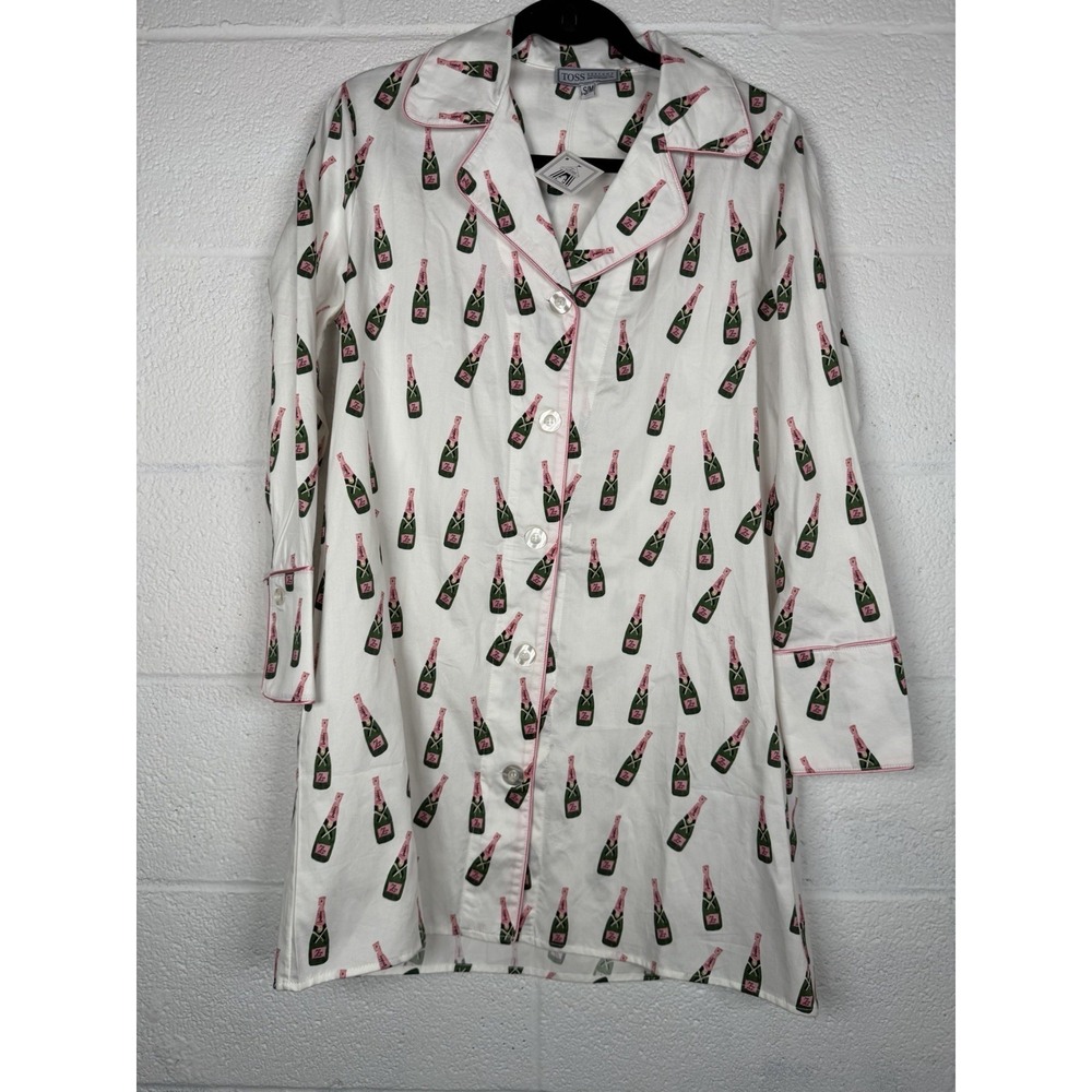 Toss Designs Champagne Bottle Pajama Top NWT Small Preppy Fun